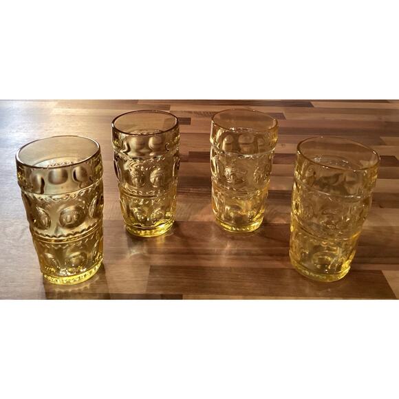 Set of 4 Colony Crystal Color Crown Honey Gold Pattern Tumbler 5.25” - Picture 1 of 10